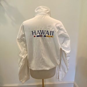Vintage Crazy Shirt Mens Hawaii White Cotton Jacket w Embroidery /Size M